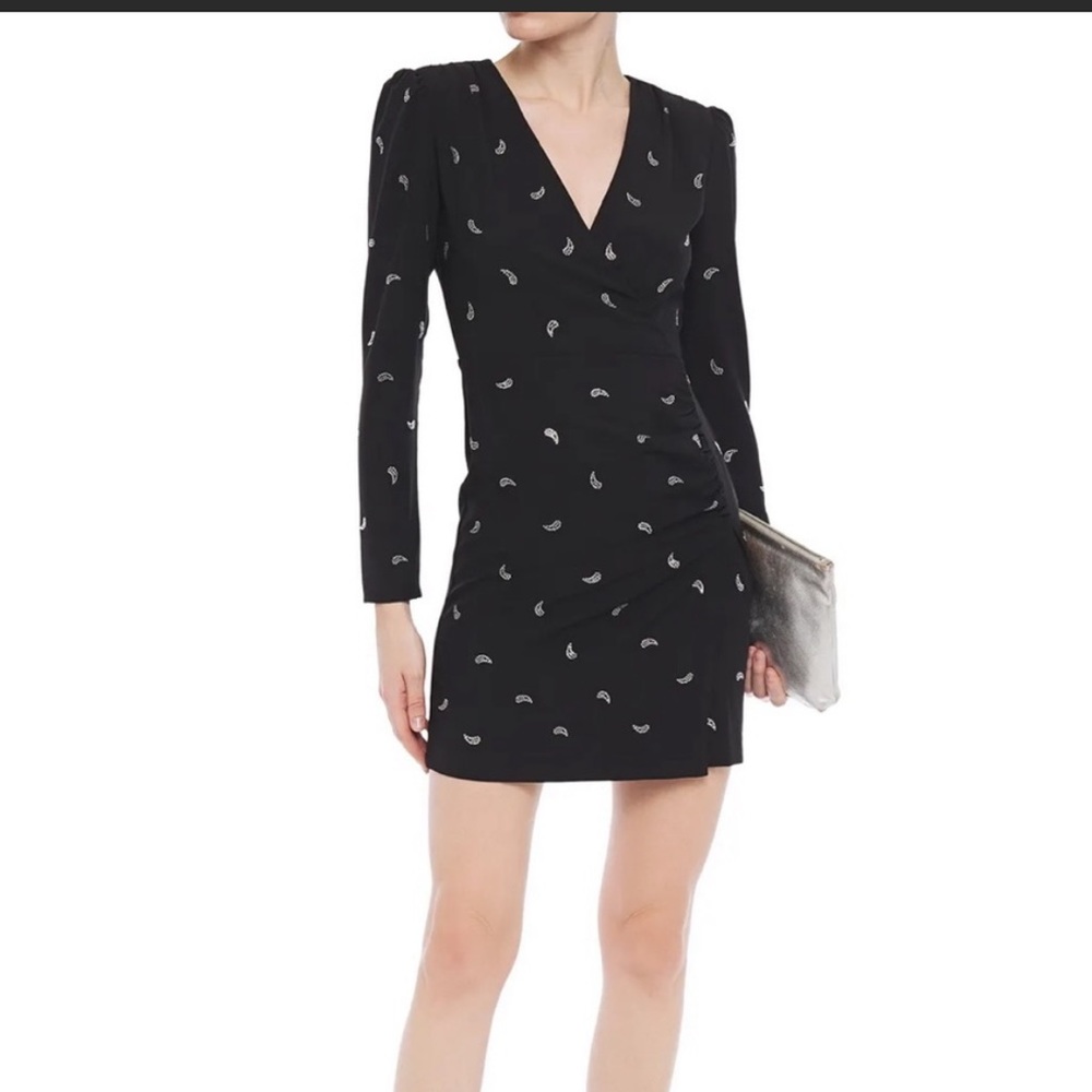 2x Host Pick 🎉 Maje V-neck Classic Black Dress with Crystal Embellishments